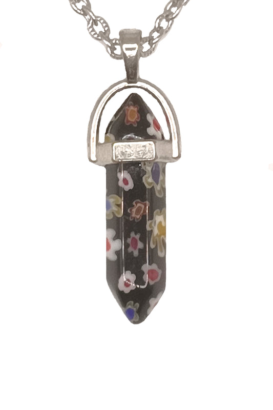 Colier negru cu milefiori