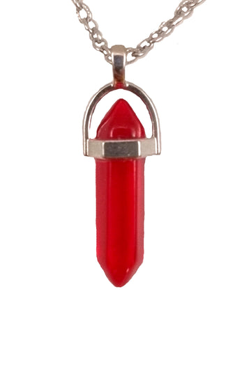 Colier sticlă roșu transparent