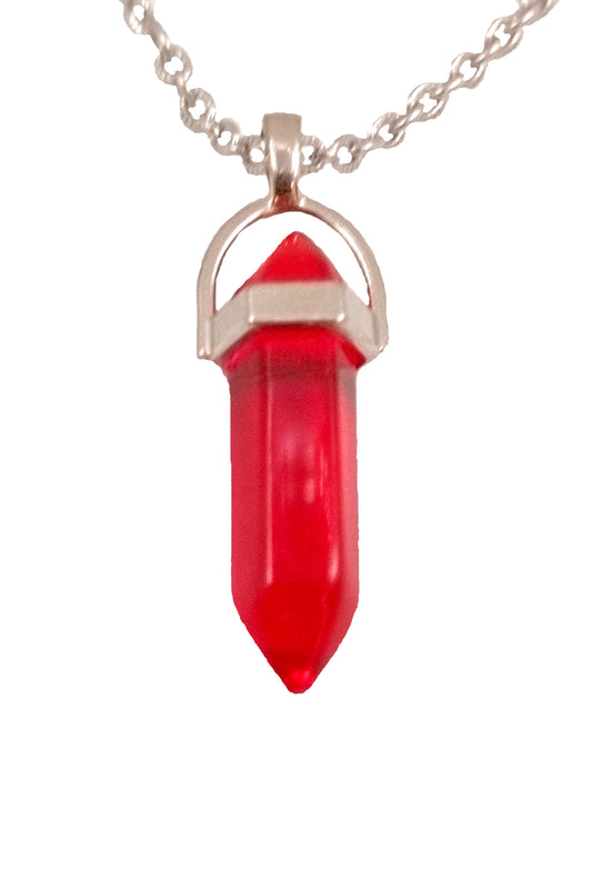 Colier sticlă roșu transparent