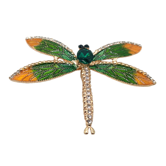 broche de libélula de cristal verde