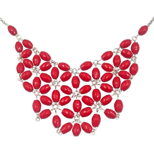 Collar flor roja facetada